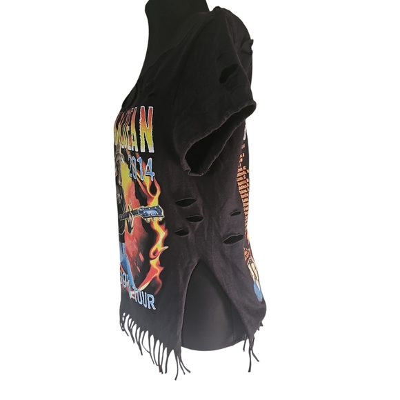 Jason Aldean Upcycled Burn it Down Hand Cut Black Concert T-Shirt Women's Large - Picture 5 of 11